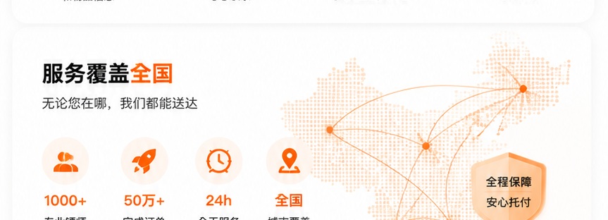 起势镖局服务网络与服务能力展示。